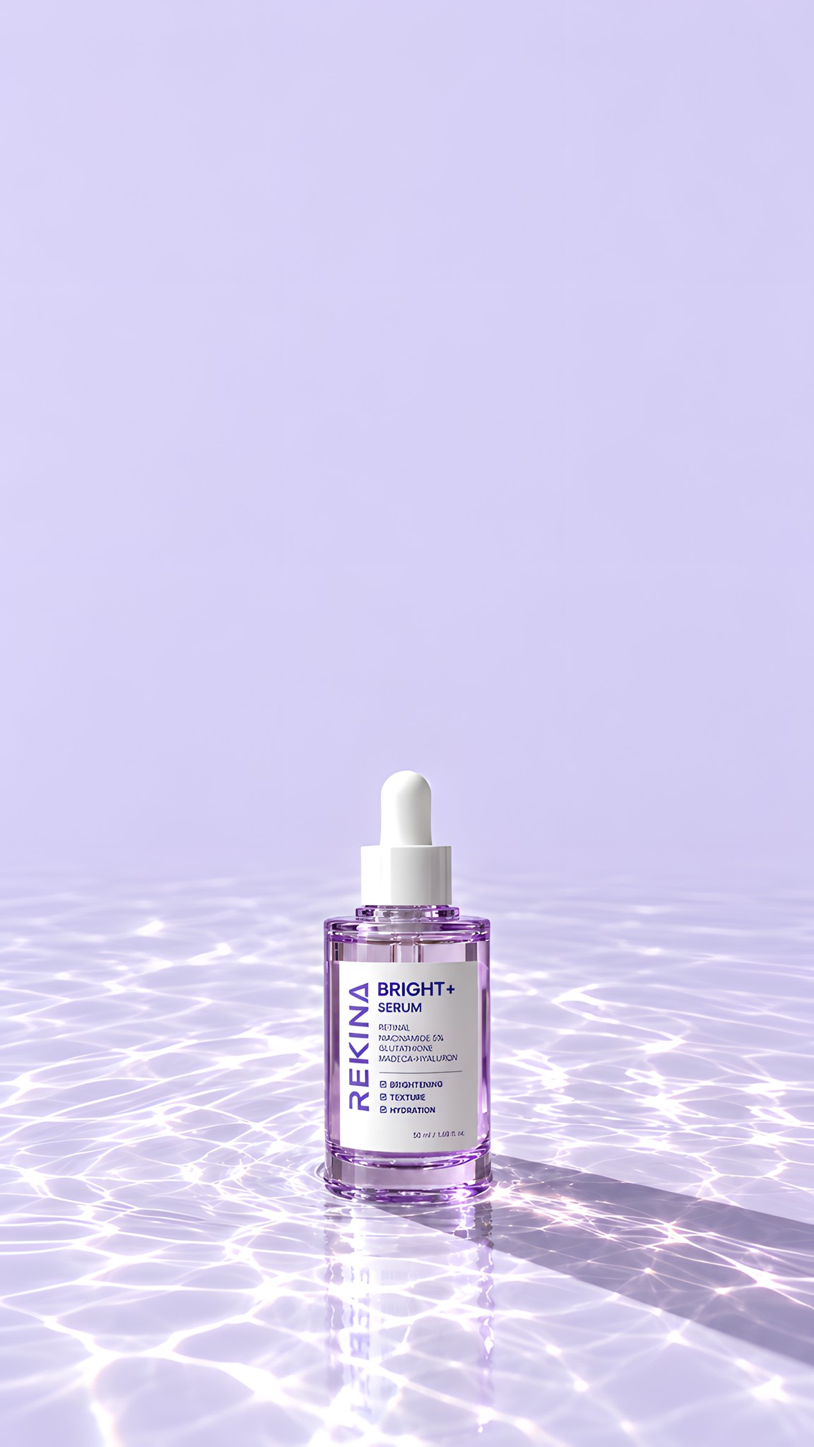 물 위에 놓인 BRIGHT+ SERUM